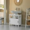 Basicwise White Vanity Sink Base 2 Door Cabinet Storage U Shape Organizer, Rolling Doors, and Open Shelf QI004373.WT